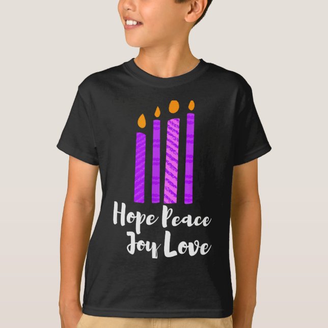 Advent Evergreen Wreath Candles Hope Peace Joy Lov T-Shirt (Vorderseite)