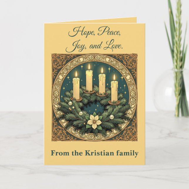 Advent Hope, Peace, Joy, and Love Art Nouveau  Karte (Vorderseite)