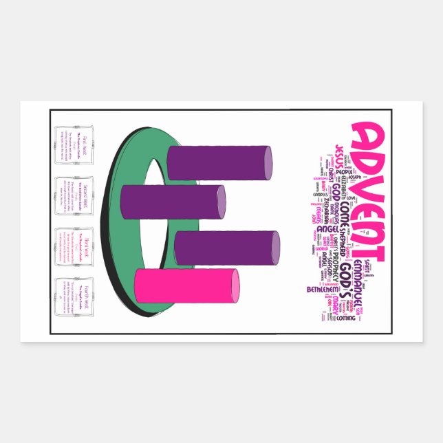 Advent Kranz Sticker: Ideal für Schüler! Rechteckiger Aufkleber (Vorderseite)