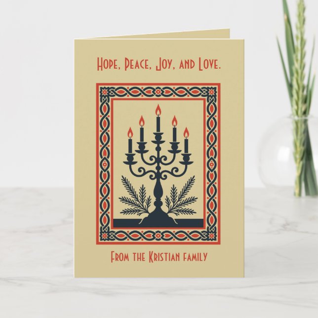 Advent Stylized Candelabra Nordic Christmas With K Karte (Vorderseite)