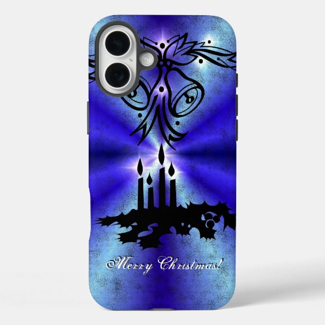 Advent, Weihnachten Artdeco auf blaugrünem Regenbo iPhone 16 Plus Hülle (Rückseite)