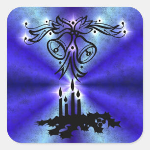 Advent, Weihnachten Artdeco auf blaugrünem Regenbo Quadratischer Aufkleber