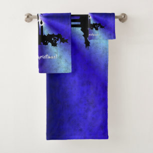 Advent, Weihnachten Artdeco auf Blue Green Rainbow Badhandtuch Set