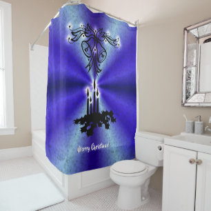Advent, Weihnachten Artdeco auf Blue Green Rainbow Duschvorhang