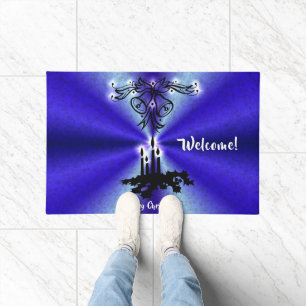 Advent, Weihnachten Artdeco auf Blue Green Rainbow Fußmatte