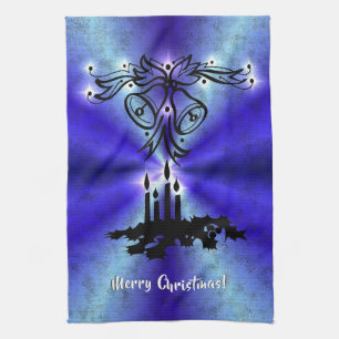 Advent, Weihnachten Artdeco auf Blue Green Rainbow Geschirrtuch