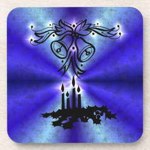 Advent, Weihnachten Artdeco auf Blue Green Rainbow Getränkeuntersetzer