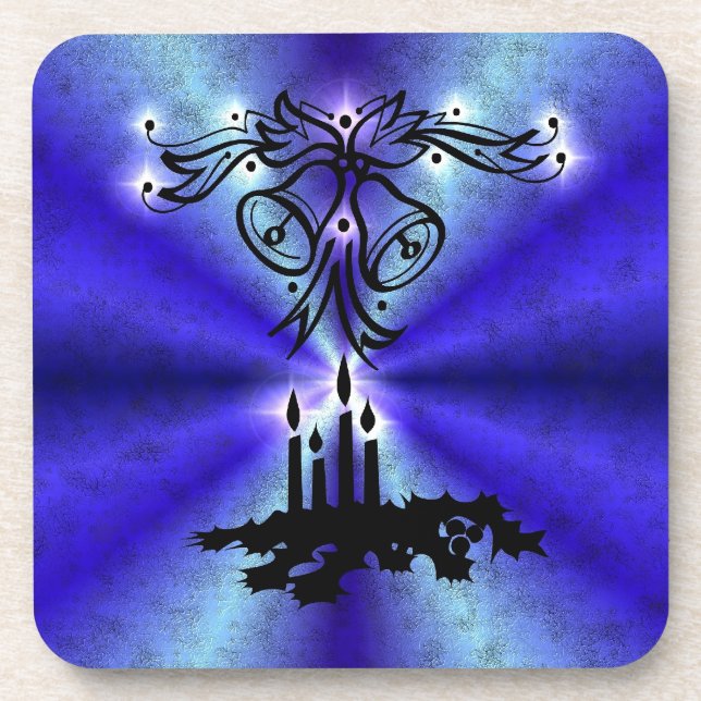 Advent, Weihnachten Artdeco auf Blue Green Rainbow Getränkeuntersetzer (Vorderseite)