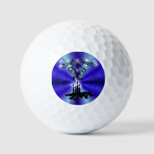Advent, Weihnachten Artdeco auf Blue Green Rainbow Golfball