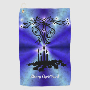 Advent, Weihnachten Artdeco auf Blue Green Rainbow Golfhandtuch