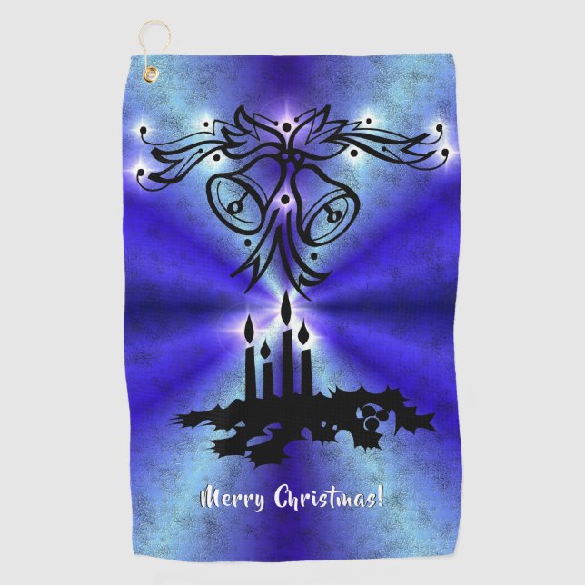 Advent, Weihnachten Artdeco auf Blue Green Rainbow Golfhandtuch (Vorderseite)