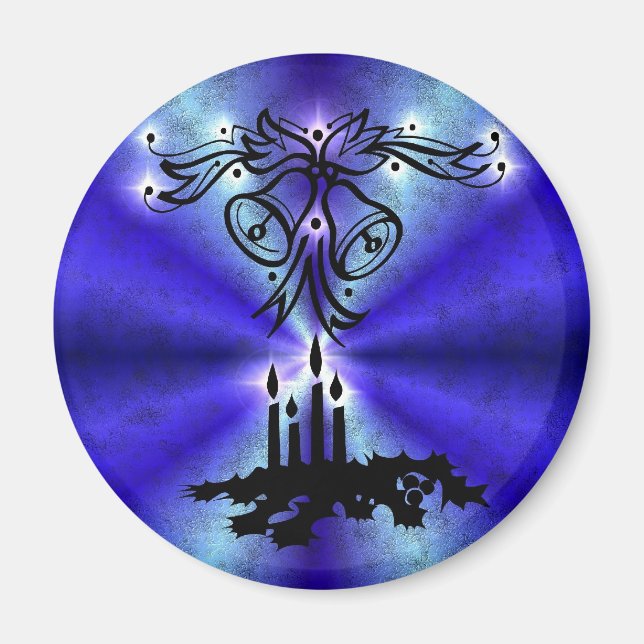 Advent, Weihnachten Artdeco auf Blue Green Rainbow Magnet (Vorne)