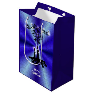 Advent, Weihnachten Artdeco auf Blue Green Rainbow Mittlere Geschenktüte
