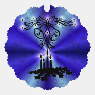 Advent, Weihnachten Artdeco auf Blue Green Rainbow Ornament Karte