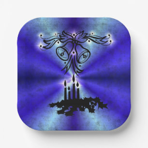 Advent, Weihnachten Artdeco auf Blue Green Rainbow Pappteller