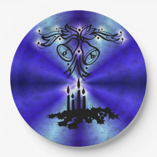 Advent, Weihnachten Artdeco auf Blue Green Rainbow Pappteller