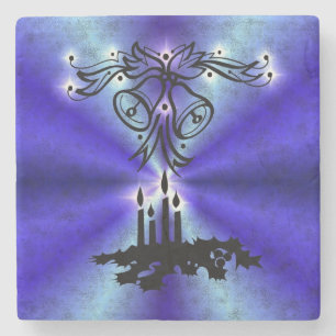 Advent, Weihnachten Artdeco auf Blue Green Rainbow Steinuntersetzer