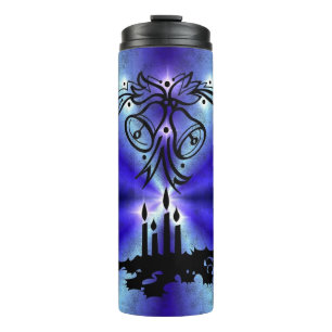 Advent, Weihnachten Artdeco auf Blue Green Rainbow Thermosbecher