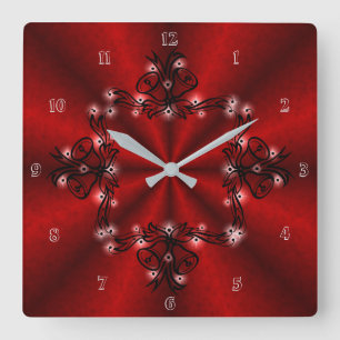 Advent, Weihnachten Artdeco auf rotem Regenbogen Quadratische Wanduhr