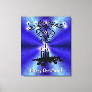 Advent, Weihnachtszauber auf Blau Leinwanddruck