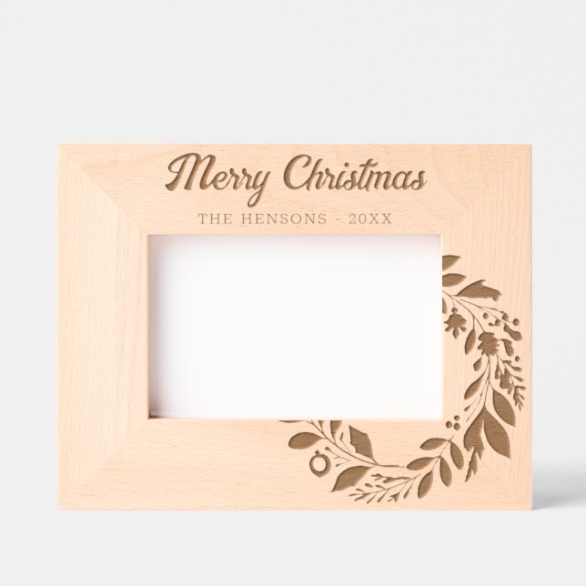 Advent Wreath Foliage Frohe Weihnachtsfamilie Geätzte Rahmen (Vorderseite)