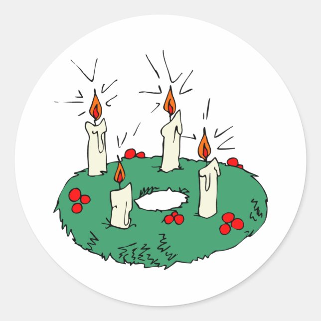 Advent Wreath Runder Aufkleber (Vorderseite)