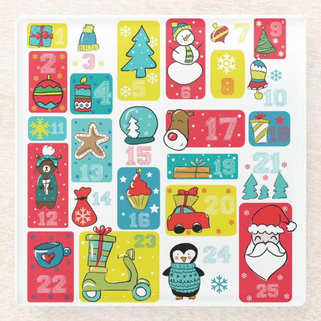 Adventskalender Glasuntersetzer (Vorderseite)