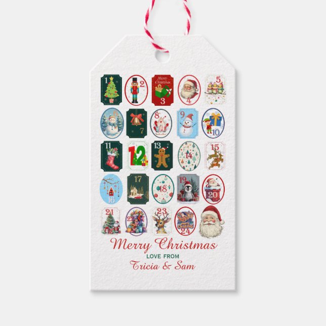 Adventskalender weiß geschenkanhänger (Vorderseite)
