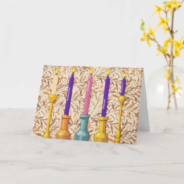 Adventskerzen belichten Weihnachtskarte Karte (Gelbe Blume)