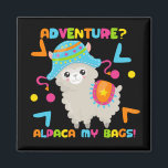 Adventure Alpaca My Bags Niedlich Funny Magnet<br><div class="desc">Adventure Alpaca My Bags Niedlich Funny Humour Kühlschrankmagnet von Ricaso</div>