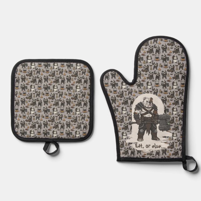adventure American Bulldog gladiator dog Ofenhandschuh & Topflappen-Set (Vorderseite)