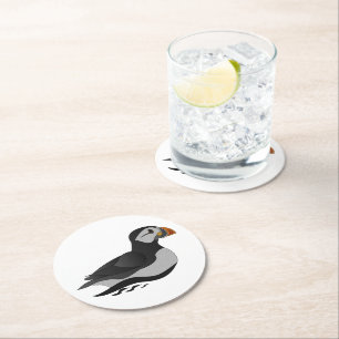 Adventure Atlantic Puffin Cartoon Runder Pappuntersetzer