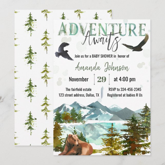 Adventure Attend Baby shower Invitation (Devant / Derrière)