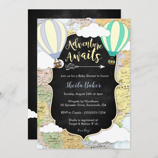 Adventure Attend Boy Baby shower Invitation (Devant / Derrière)