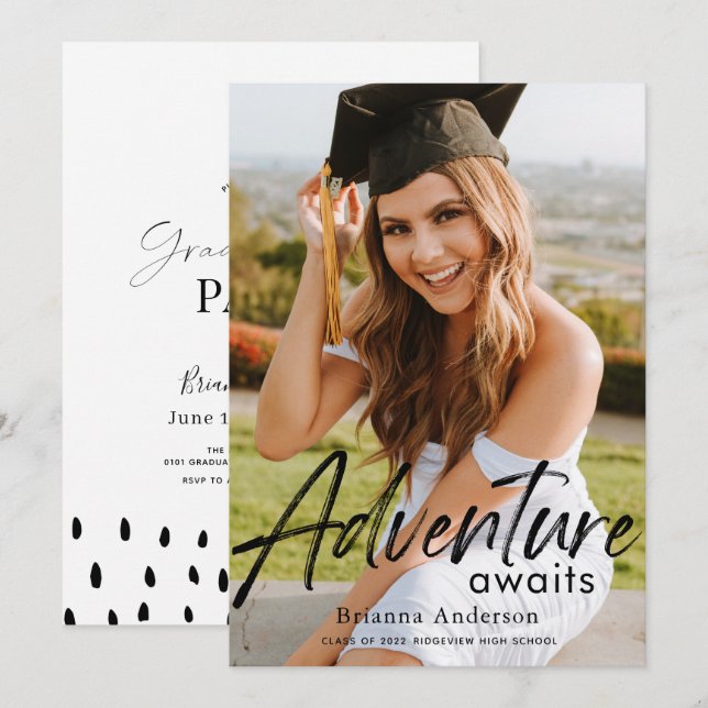 Adventure Attend Photo Graduation Invitation (Devant / Derrière)