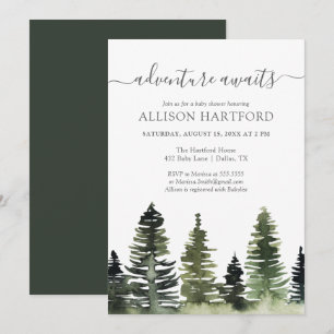 Adventure Attend Woodland Baby shower Invitation