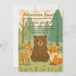 Adventure Attend Woodland Baby shower Invitation
