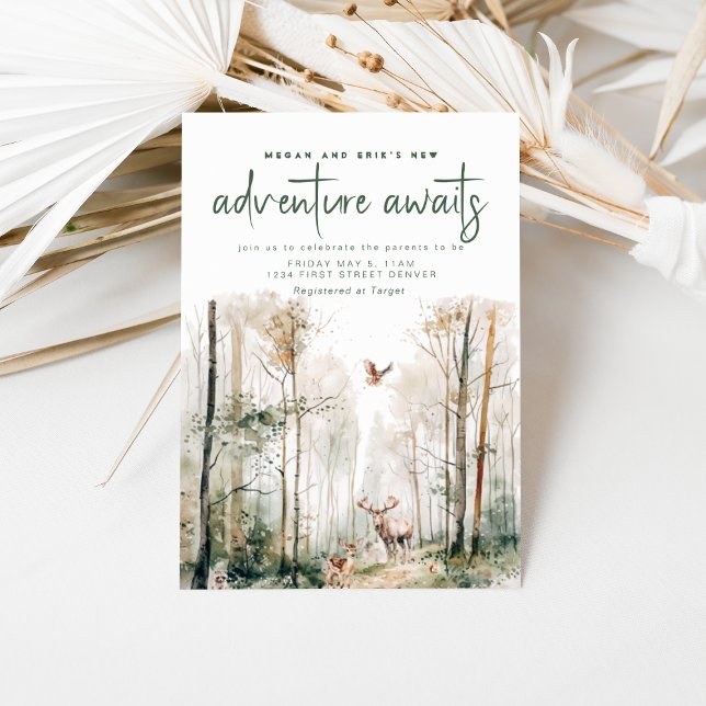 Adventure Attend Woodland Baby shower Invitation (Créateur téléchargé)