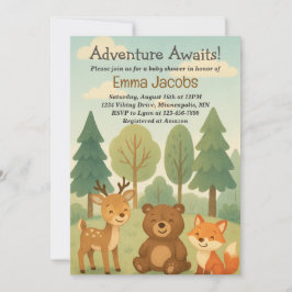 Adventure Attend Woodland Baby shower Invitation