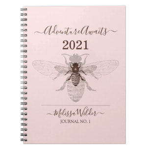 Adventure Await Custom Dusty Pink Bee Journal