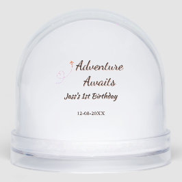 Adventure awaits 1st birthday name date planeretro schneekugeln