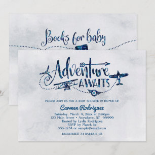 "Adventure Awaits" Aviation Baby Shower Einladung