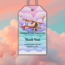 Adventure Awaits Aviation Baby Shower Geschenkanhänger