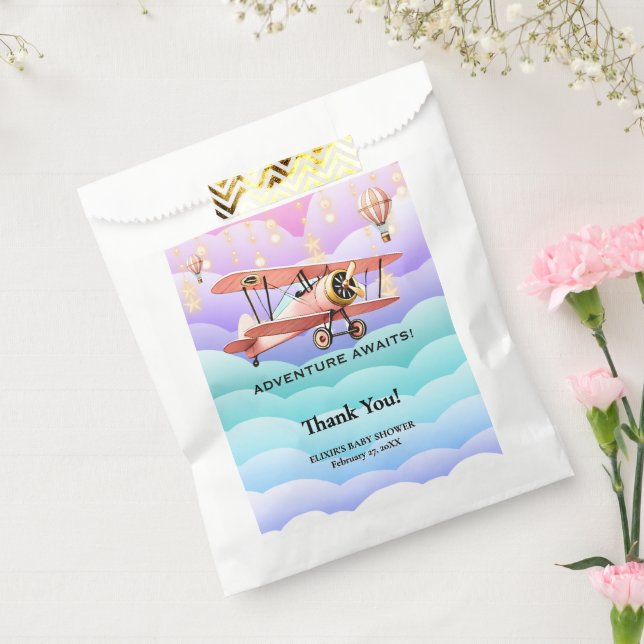 Adventure Awaits Aviation Baby Shower Geschenktütchen (Versiegelt)