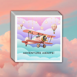 Adventure Awaits Aviation Baby Shower Serviette