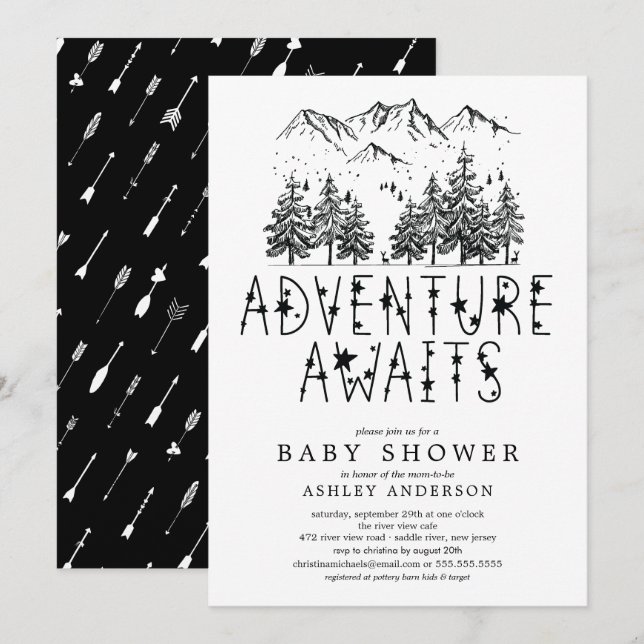 Adventure Awaits Baby Shower Einladung (Vorne/Hinten)