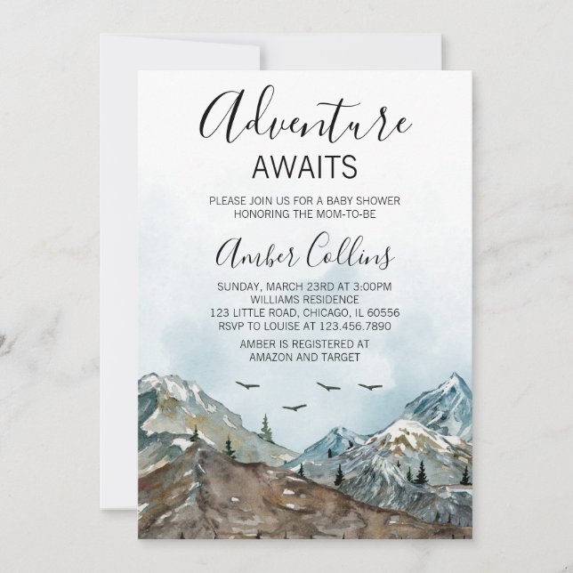 Adventure Awaits Baby Shower Einladung (Vorderseite)