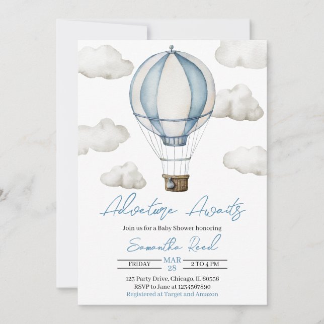 Adventure Awaits Baby Shower Einladung (Vorderseite)