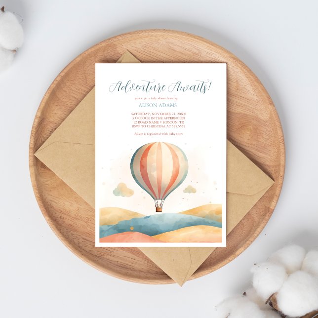 Adventure Awaits Balloon Baby Shower Invitation (Créateur téléchargé)