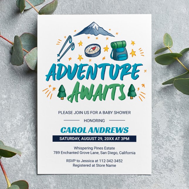 Adventure Awaits Camping Baby Shower Einladung (Von Creator hochgeladen)